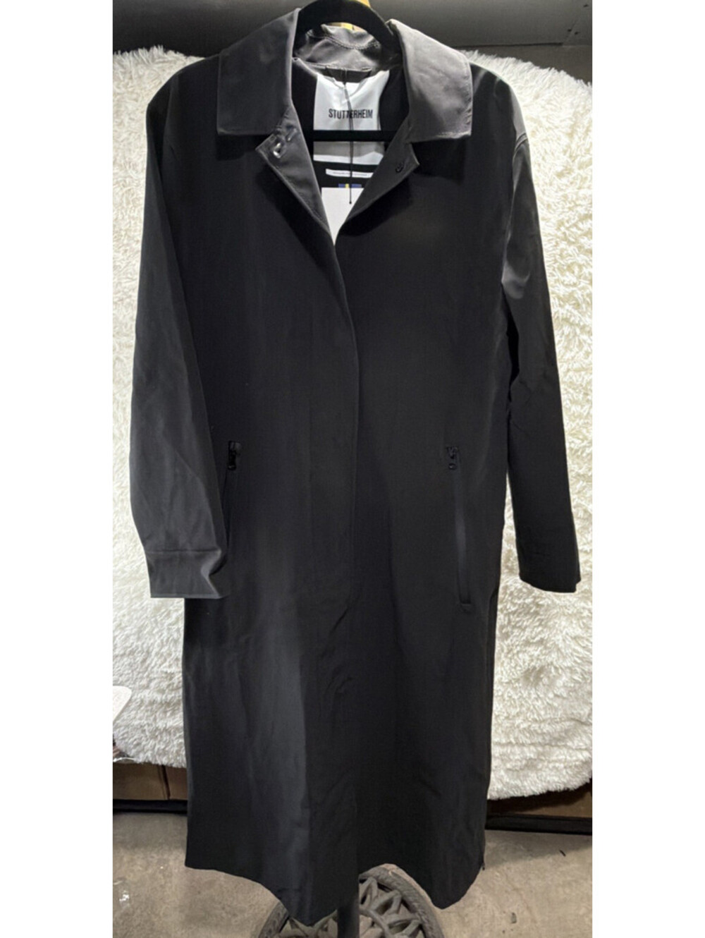 STUTTERHEIM Hornstull Raincoat Black Suede Finish Waterproof Mens M Womens L NWT
